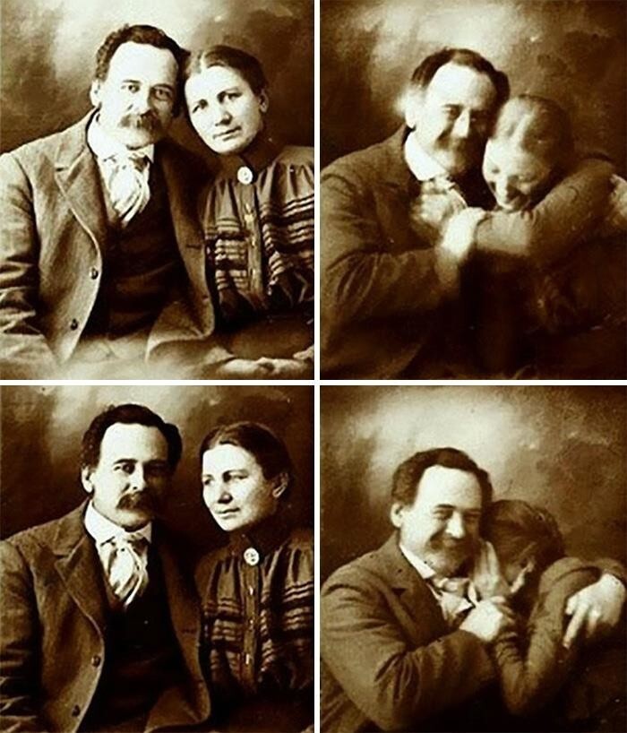 1. Супруги викторианской эпохи пытаются не рассмеяться, позируя для портрета. 1890-е годы