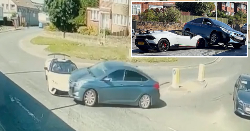 Видео: семейный Hyundai переехал роскошный Lamborghini на перекрестке