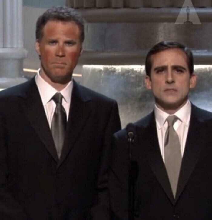 Стив Карелл и Уилл Феррелл вручают награду за лучший макияж на «Оскаре»