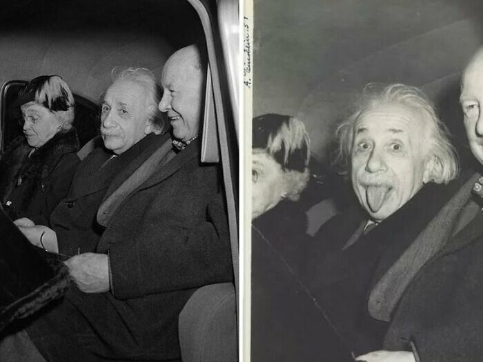 17. Альберт Эйнштейн за секунды до того, как был сделан культовый снимок