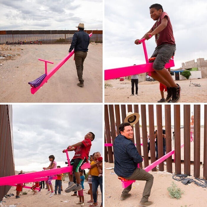 Качели мира на  границе США и Мексики от Рональда Раэля и Вирджинии Сан-Фрателло