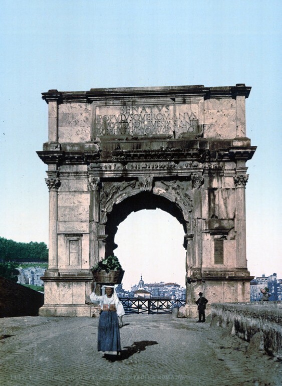 Триумфальная арка Тита на древней Священной дороге. Рим. 1890 год