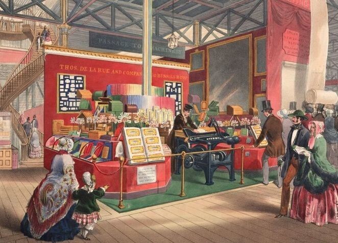 Стенд канцелярских принадлежностей De la Rues и машина для конвертов, 1851 год