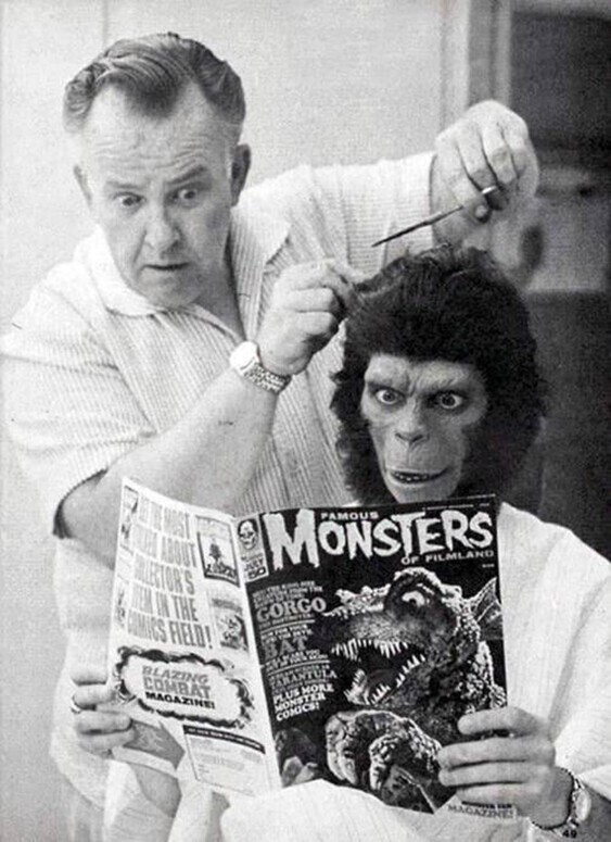Джон Чемберс и Родди МакДауэлл на съемках «Планеты обезьян»