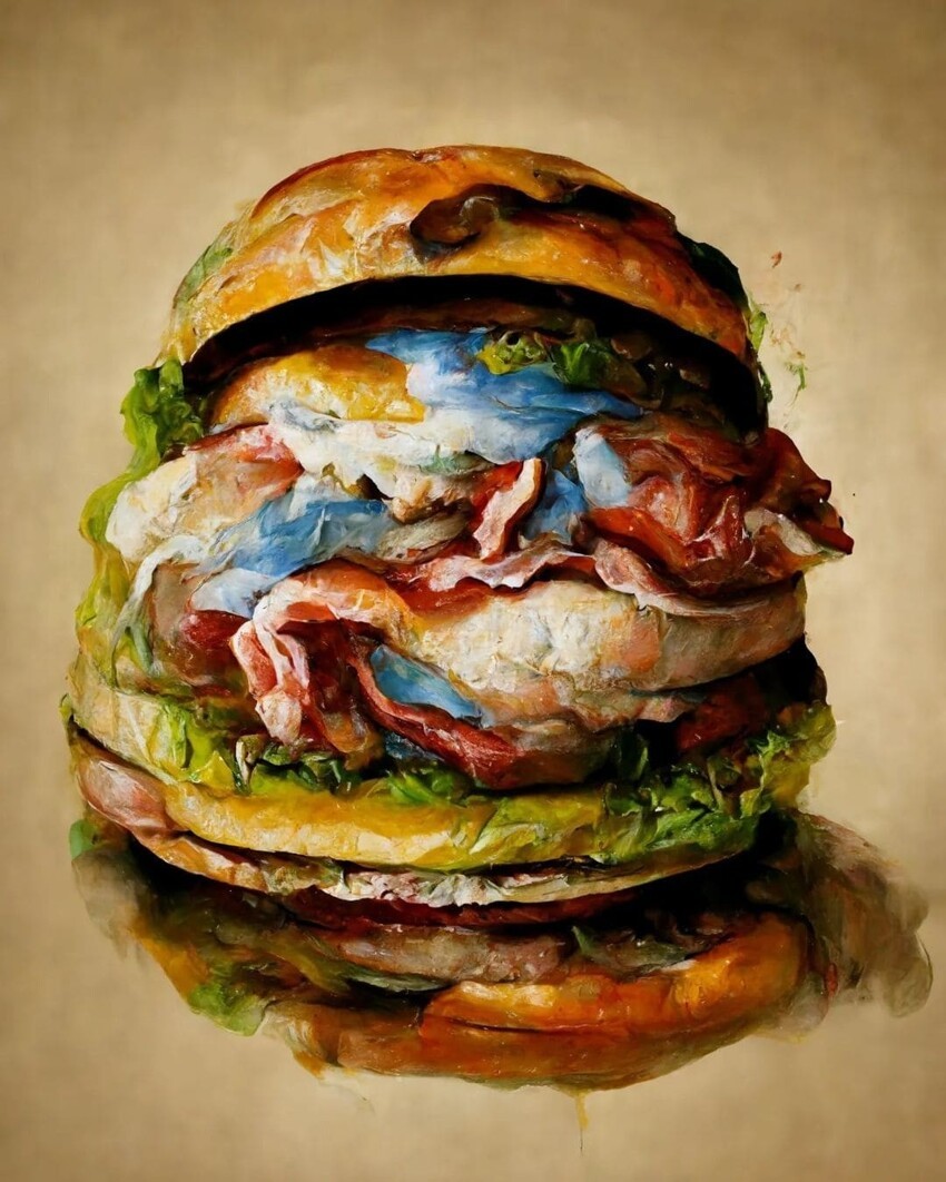 Нейросеть изобразила бургеры так, если бы их взялись написать величайшие художники мира