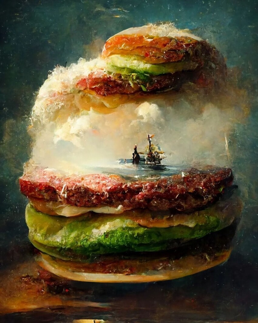 Нейросеть изобразила бургеры так, если бы их взялись написать величайшие художники мира