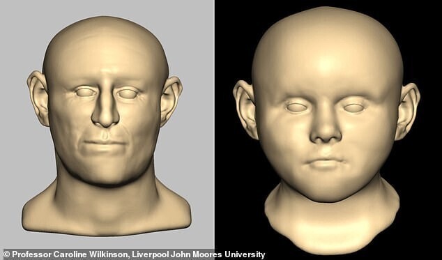 Ученые реконструировали лицо взрослого мужчины (слева) и ребенка (справа)