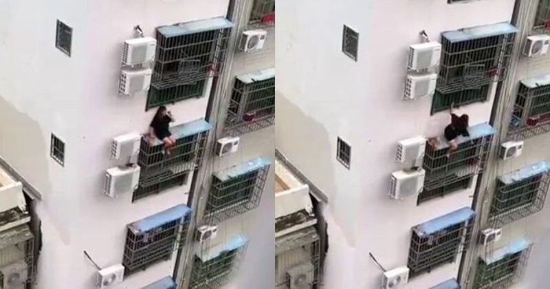 Девушка упала со здания в Китае