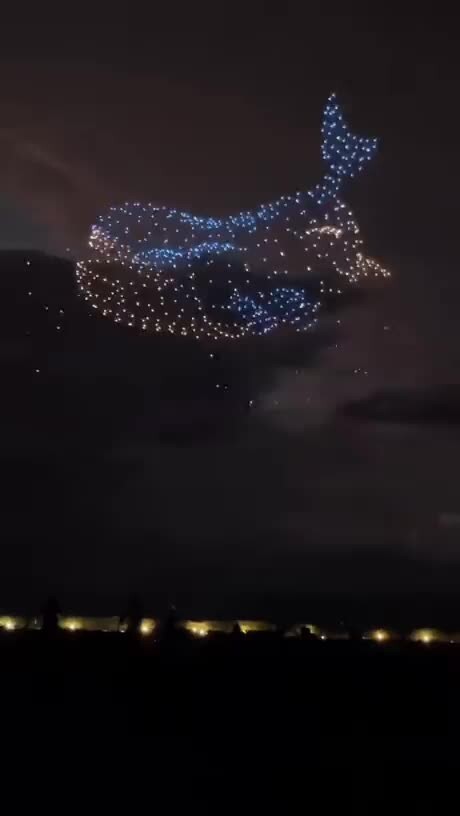 световое шоу из сотен дронов 