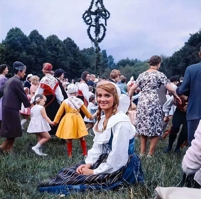 Празднование летнего солнцестояния, Стокгольм, Швеция, 1970 г.