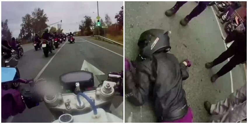 Во время пробега в честь "Дня погибших мотоциклистов" один из водителей мотоцикла устроил аварию