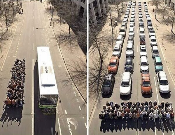 Очевидное преимущество общественного транспорта