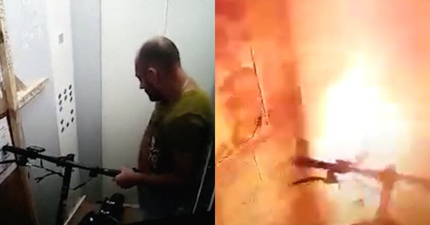 Момент возгорания электросамоката в Краснодаре попал на видео