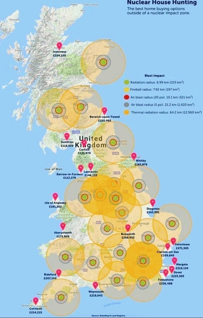 «Как выжить в Великобритании во время ядерной войны – карта самых безопасных мест страны»