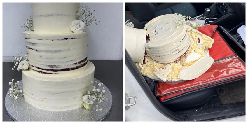 Я приготовила свадебный торт, но водитель не смог его аккуратно довезти