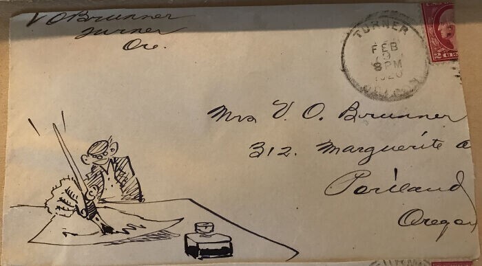 2. [9 февраля 1920 г.] "Мой дедушка хотел стать карикатуристом. Вместо этого он работал на железной дороге и посылал домой много писем"