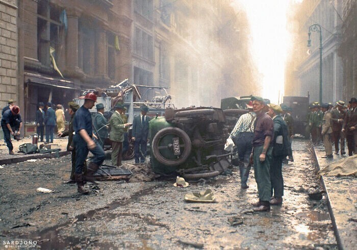 29. [16 сентября 1920 г.] Взрыв на Уолл-стрит — раскрашенный снимок