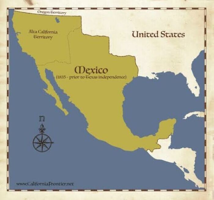5. Как выглядела граница Мексики и США до 1836 года, окончания войны за независимость Техаса