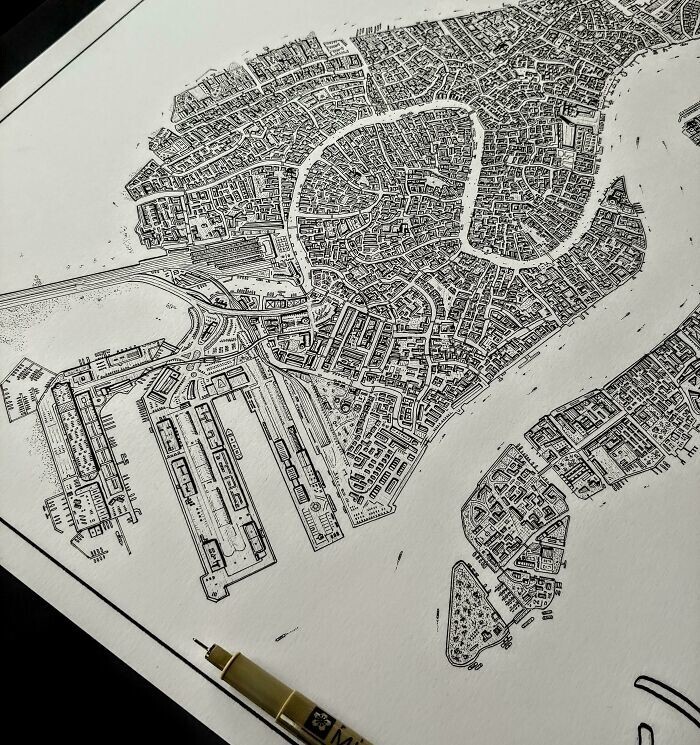 12. Нарисованная вручную карта Венеции, Италия