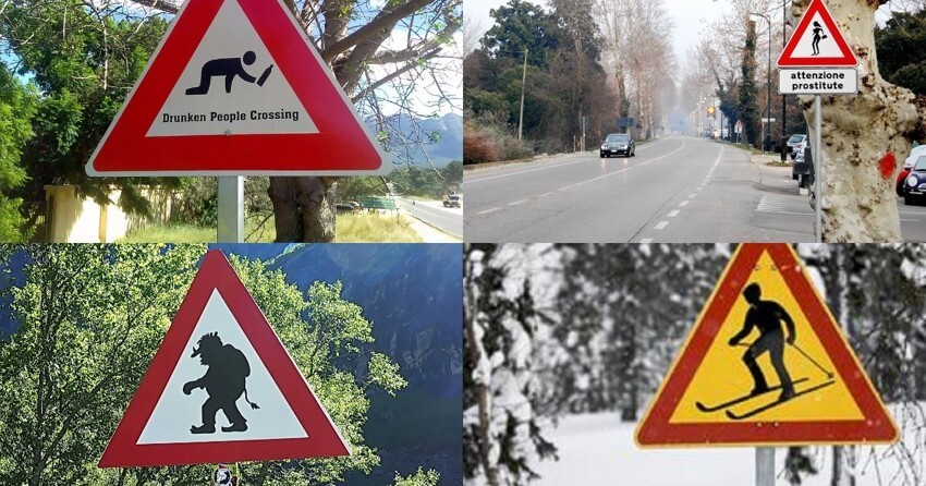 Есть, чем удивить водителей: подборка необычных дорожных знаков с разных уголков мира