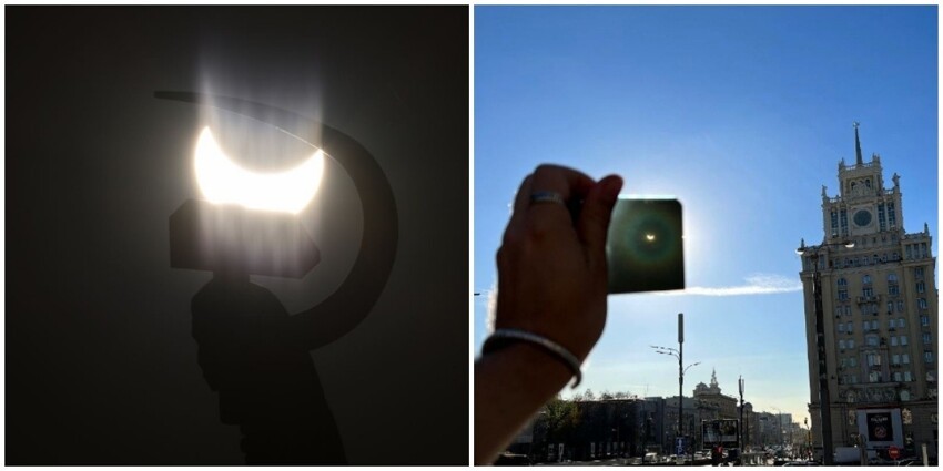 Жители российских городов наблюдали частичное солнечное затмение