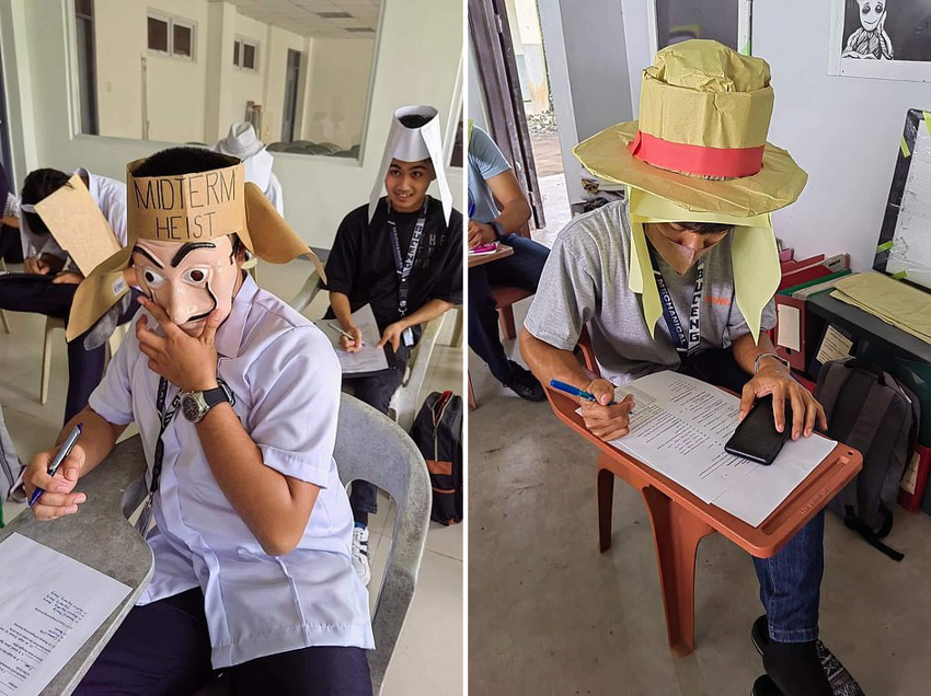 Филиппинские студенты сдают экзамены в «анти-списывательных шлемах»