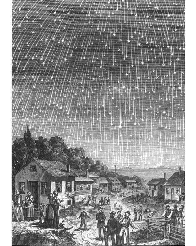 Метеоритный шторм в 1833 году наполнил небо более чем 72 000 метеоров в час