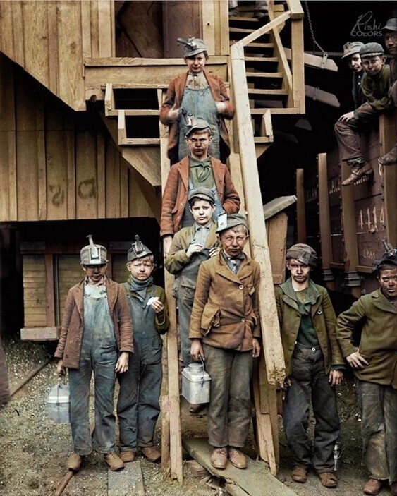 Дети, работающие в угольной шахте, США, Пенсильвания, 1900-е