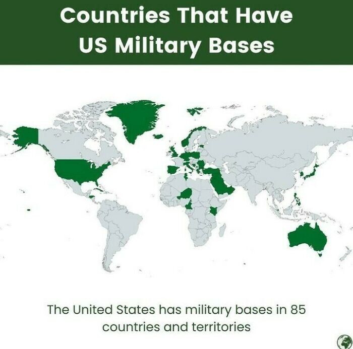12. Страны, в которых располагаются военные базы США (всего 85)