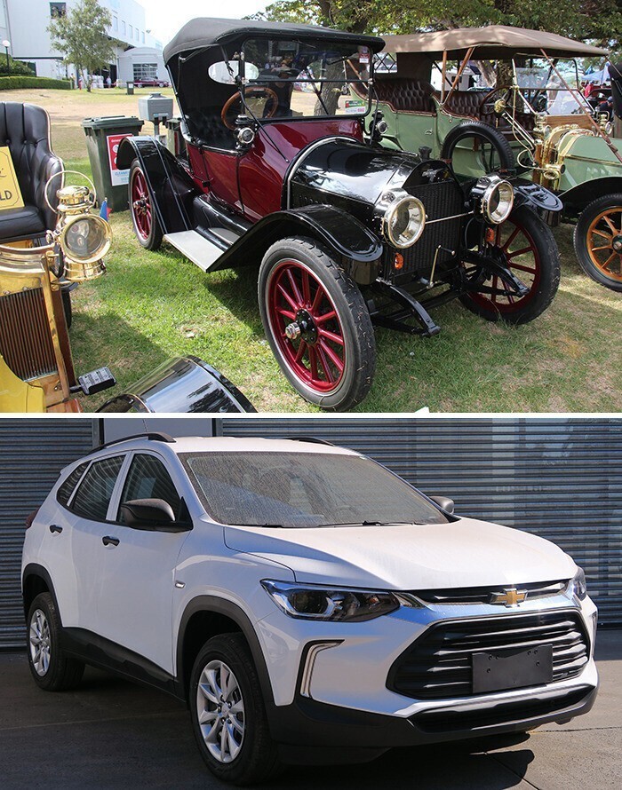 24. Chevrolet Series H-2 (1914) и Chevrolet Tracker 1.2 Turbo LS (2022)