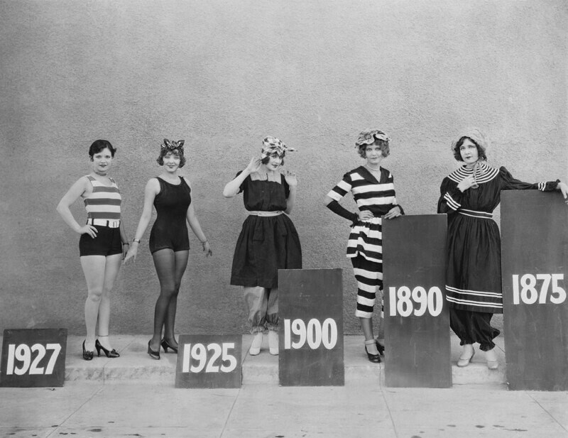 Эволюция женского купальника с 1875 по 1927 год