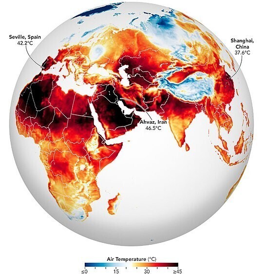 Карта жарких районов летом 2022 года