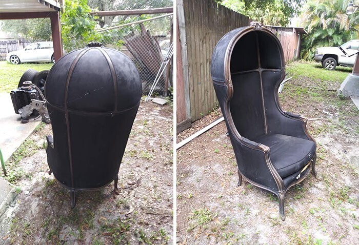 Моя подруга купила это невероятное викторианское кресло, и теперь хочет обить его бархатом