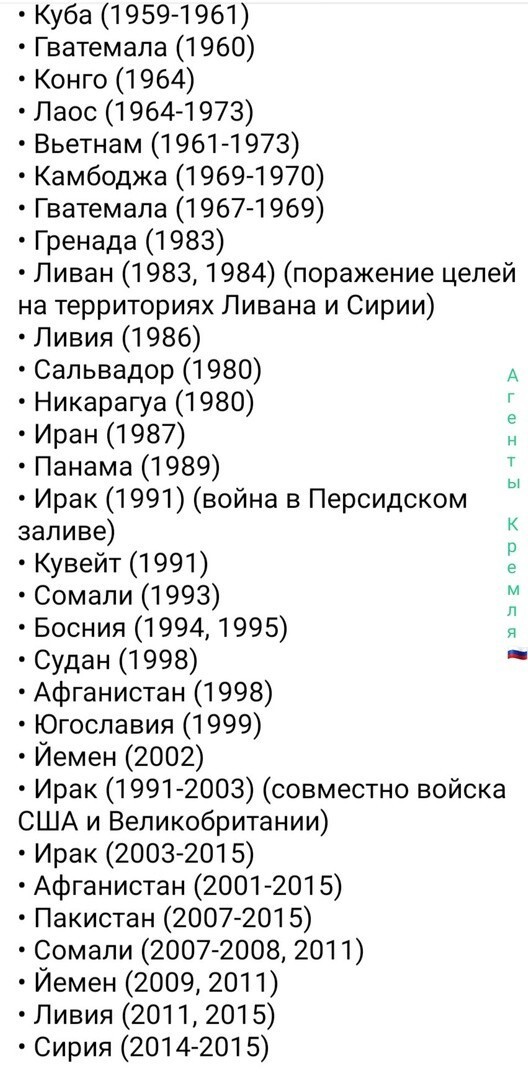 Китай опубликовал список стран, которые подверглись жестоким бомбардировкам США и их рабов