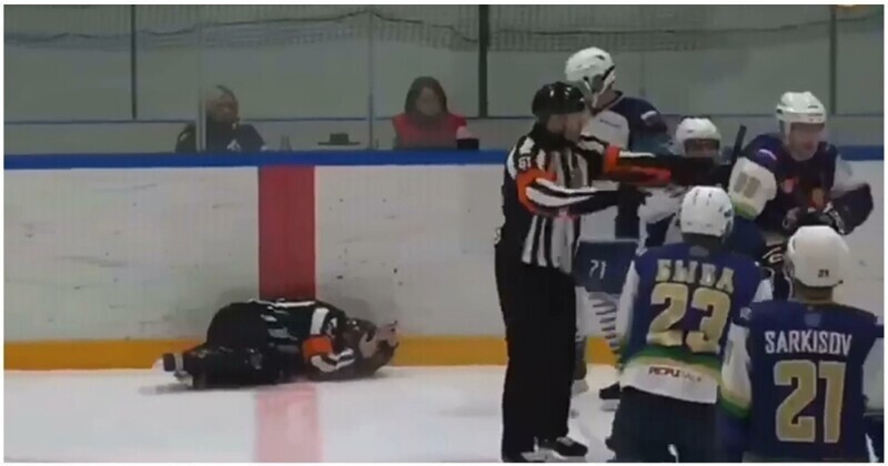 Хоккеист-любитель избил арбитра во время матча
