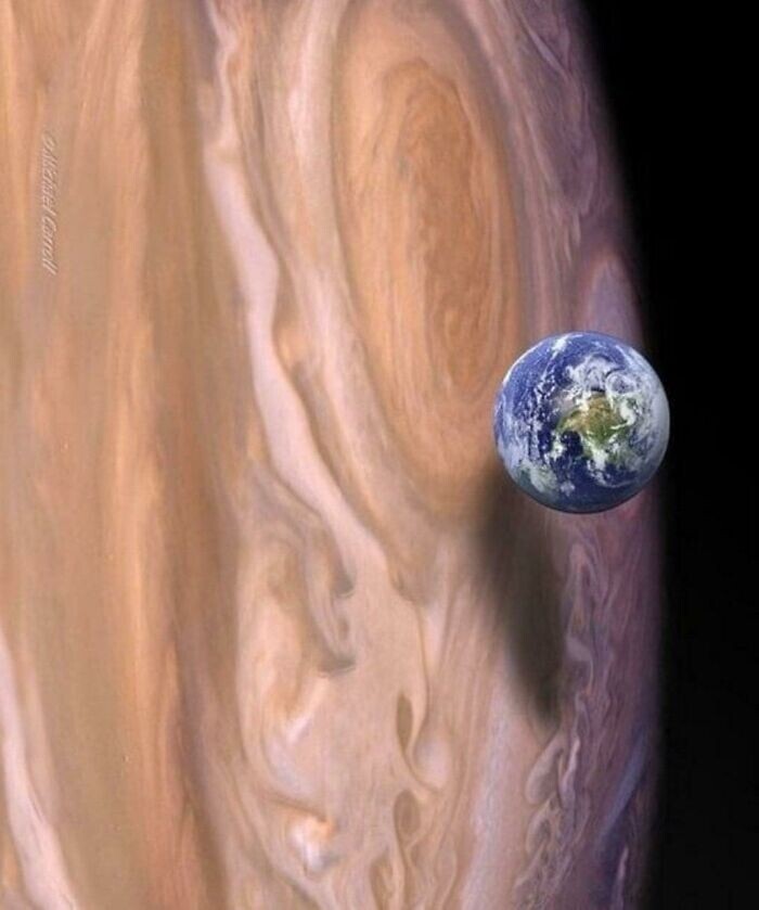 Если поместить Землю рядом с Юпитером...