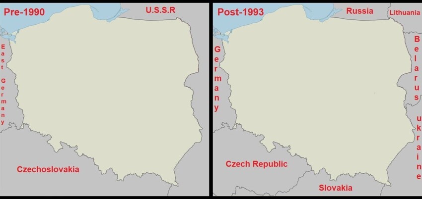 18. Все государства, которые граничили с Польшей до 1990 года, больше не существуют