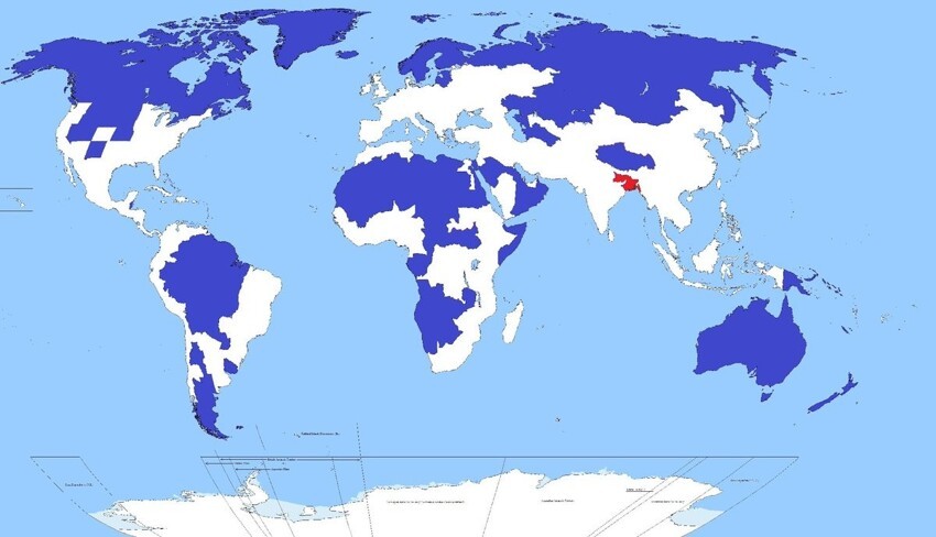 15. 5% населения мира живет в красной зоне. Еще 5% живут в синей