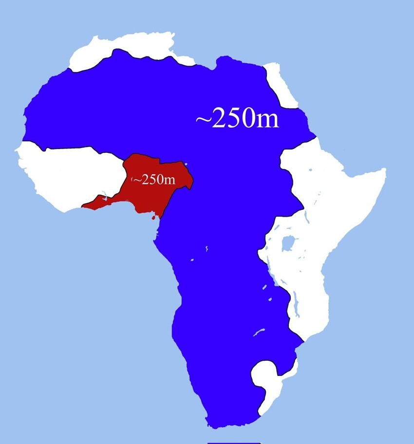 1. В красной и синей областях на этой карте Африки живет примерно одинаковое количество людей