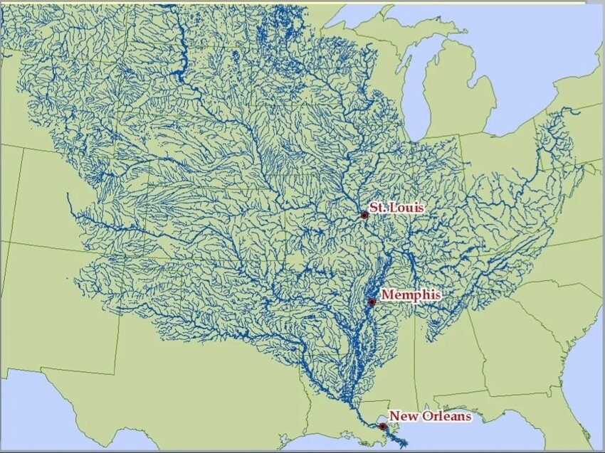11. Река Миссисипи и все ее притоки