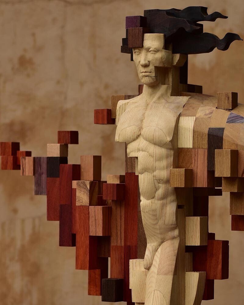 15 красивых пиксельных скульптур из дерева