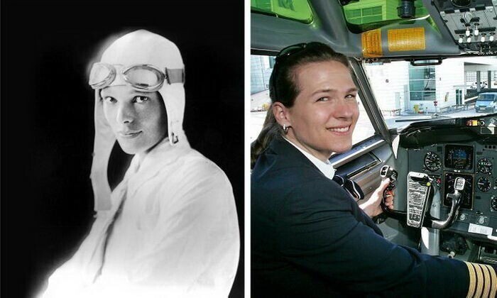 Амелия Эрхарт первая женщина-летчик, совершившая самостоятельный перелет через Атлантический океан, и женщина-пилот сейчас