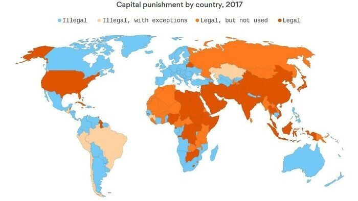 24. Где в мире сохраняется смертная казнь (2017 год)