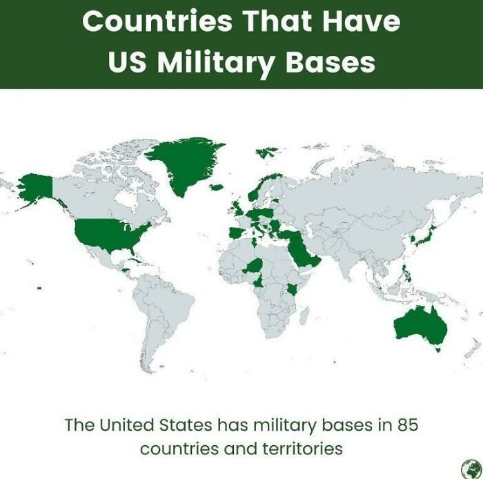 28. Страны, в которых расположены военные базы США (всего 85)