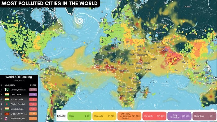 15. Самые загрязненные города мира по состоянию на 5 ноября 2022 года