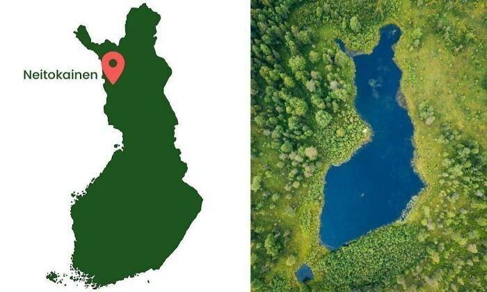 1. В Финляндии есть озеро в форме Финляндии