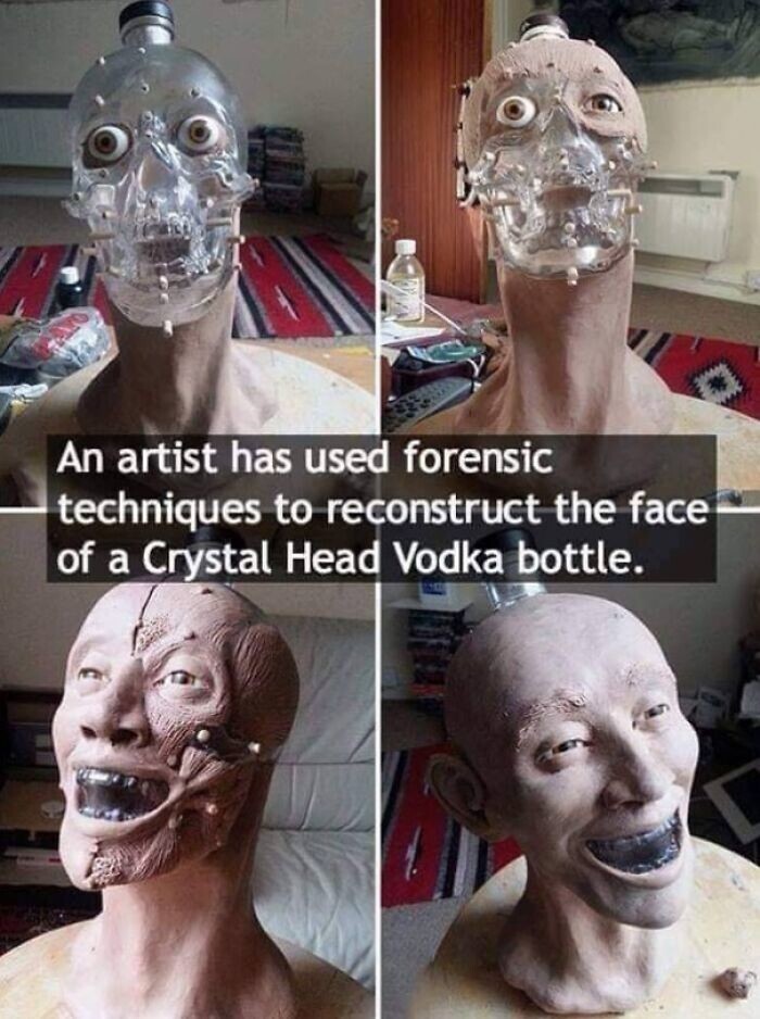 30. Художник воссоздал лицо бутылки водки Crystal Head