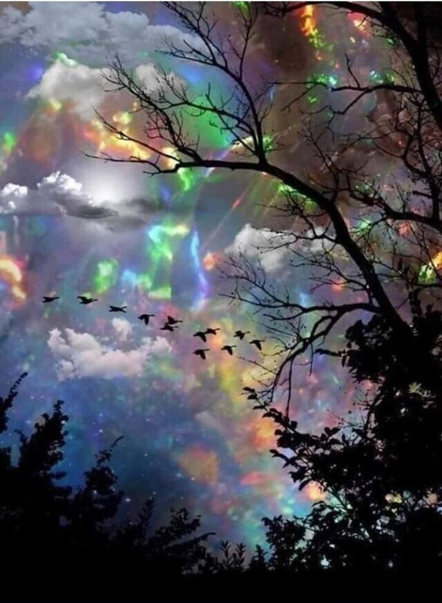 Радужность или иризация облаков - это красочное оптическое явление, возникающее в облаке и проявляющееся в близости от Солнца или Луны. Цвета напоминают цвета мыльных пузырей и масла на поверхности воды