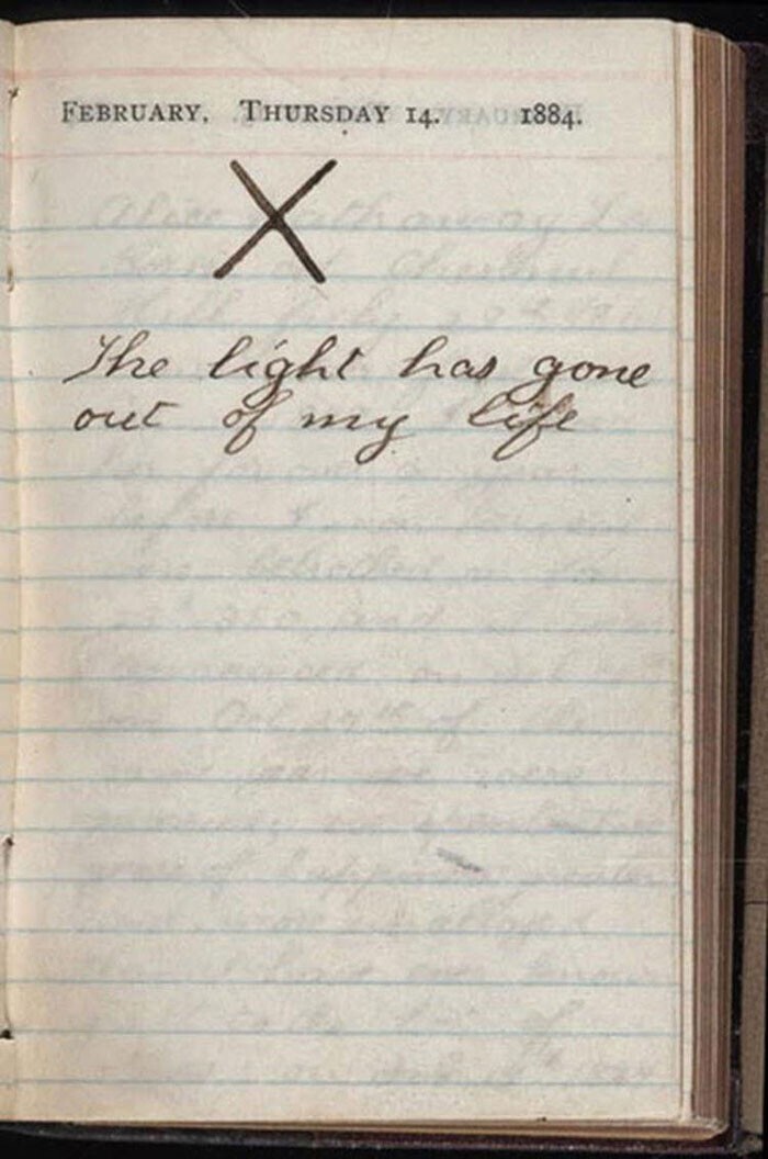 7. Дневник Теодора Рузвельта в день смерти его жены и матери, 1884 г.