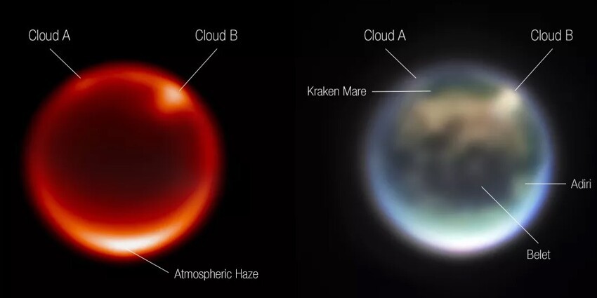 Телескоп «Джеймс Уэбб» позволил увидеть облака на Титане, спутнике Сатурна